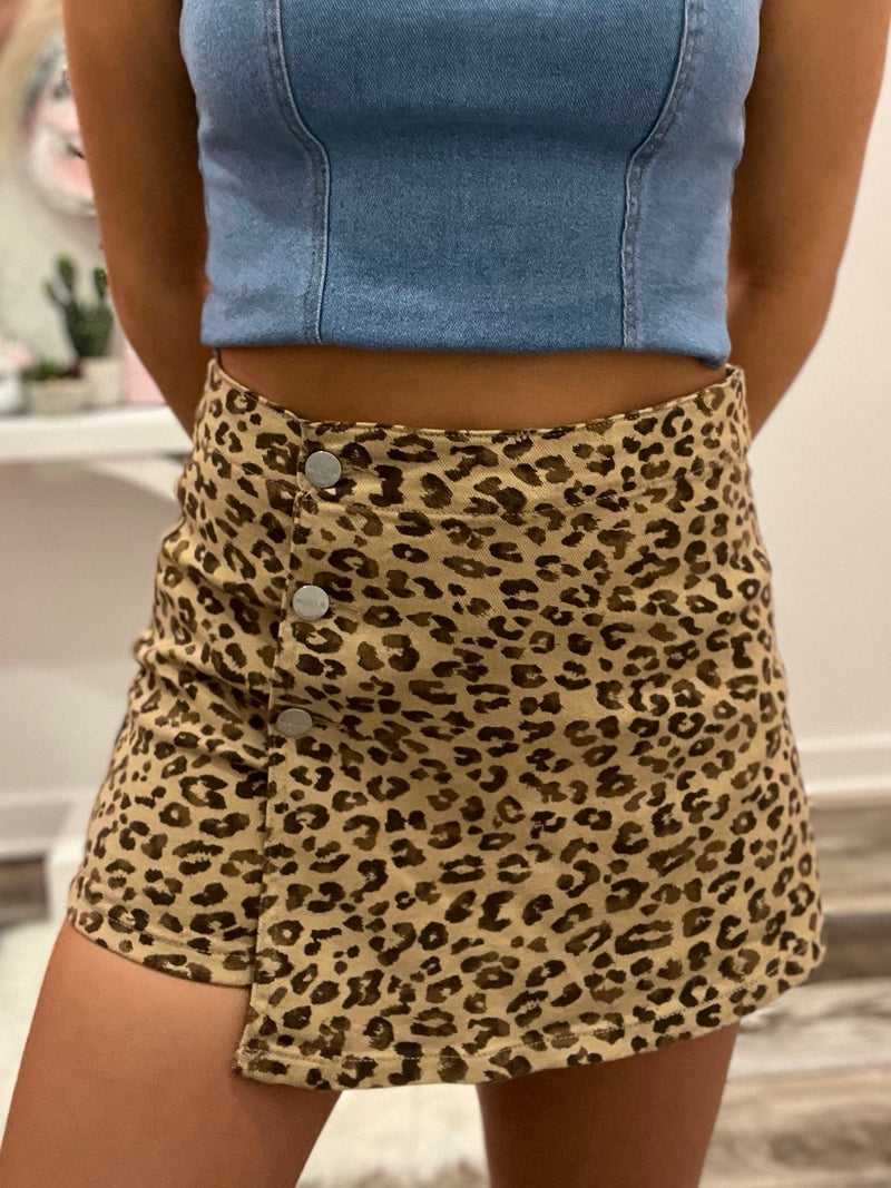 Wild Horse Boutique Bottoms The Leopard Denim Skort