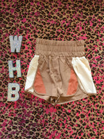 Wild Horse Boutique Apparel & Accessories Colorblock tan / Small High waisted wind shorts