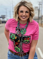 Wild Horse Boutique Apparel & Accessories The a pink Callie floral cross Tee