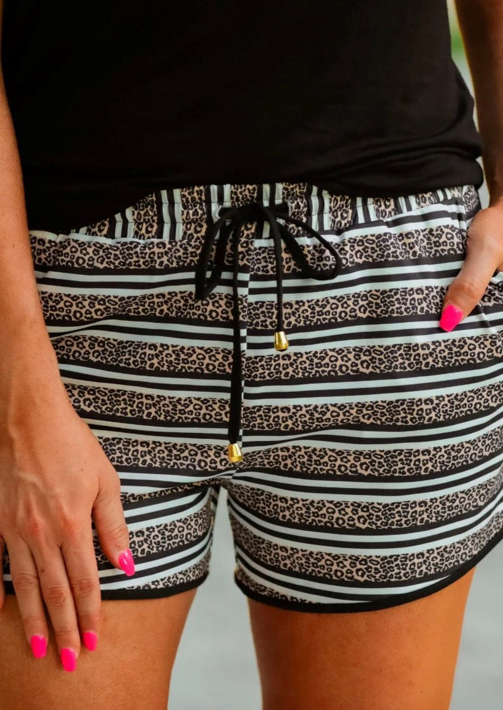 Wide-Leg Leopard-Print Shell Drawstring Shorts