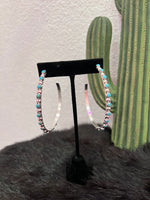 Wild Horse Boutique Earrings The XLarge Genuine Turquoise Stone Hoops