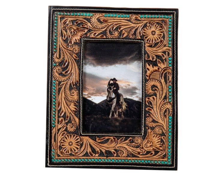 Wild Horse Boutique gifts The Mesa Hand-Tooled Leather Photo Frame
