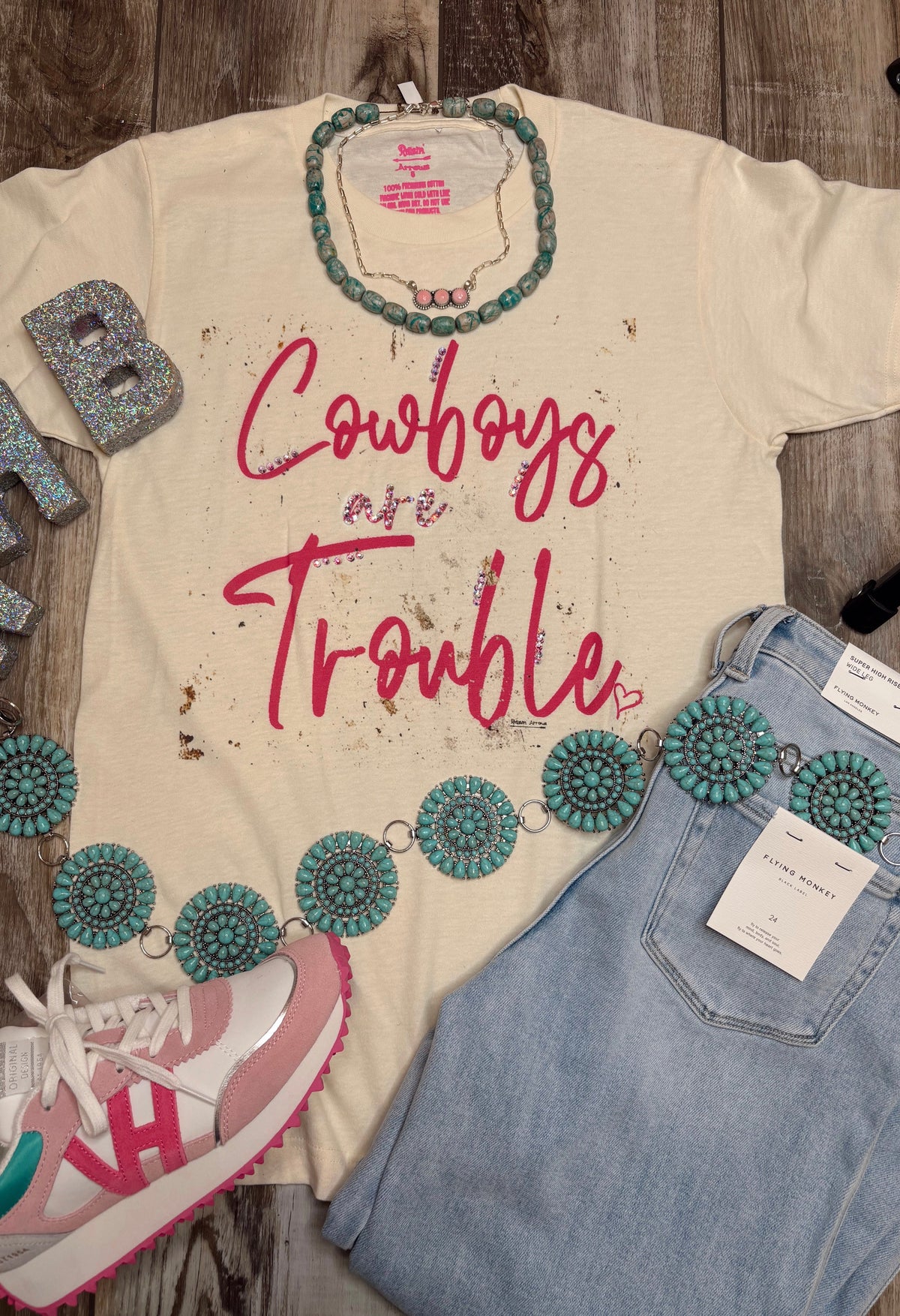 Wild Horse Boutique Graphic tshirt Cowboys Are Trouble Tee