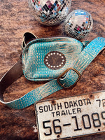 Wild Horse Boutique Handbags The Upcycled Turquoise Croc Bum Bag
