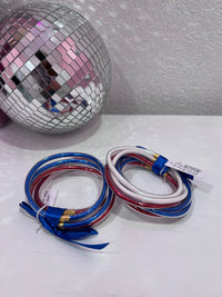 Wild Horse Boutique Jewelry Reb white and Blue Glitter Bangles