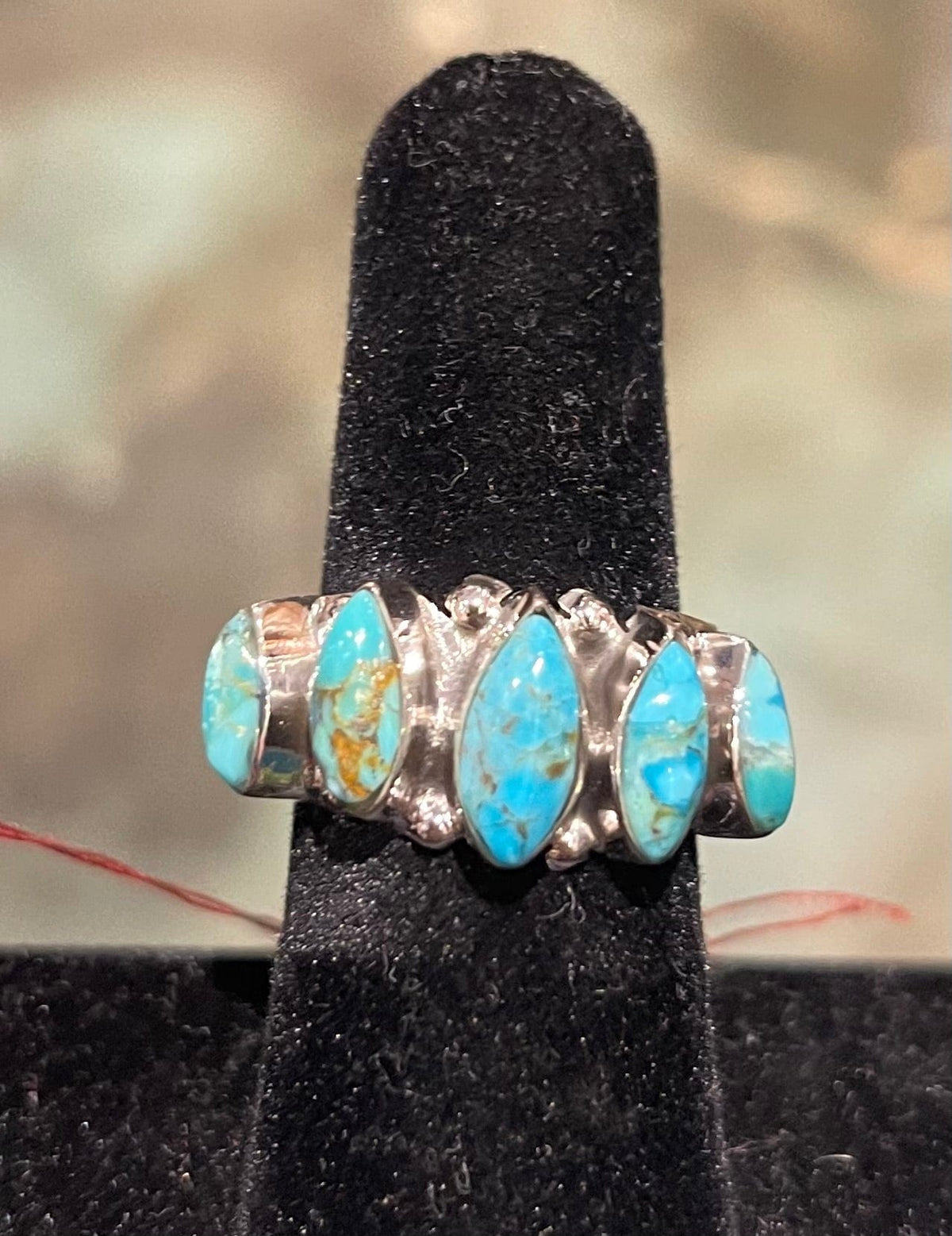 Wild Horse Boutique Jewelry Turquoise 6 Genuine Turquoise Five Stone Marquise Ring