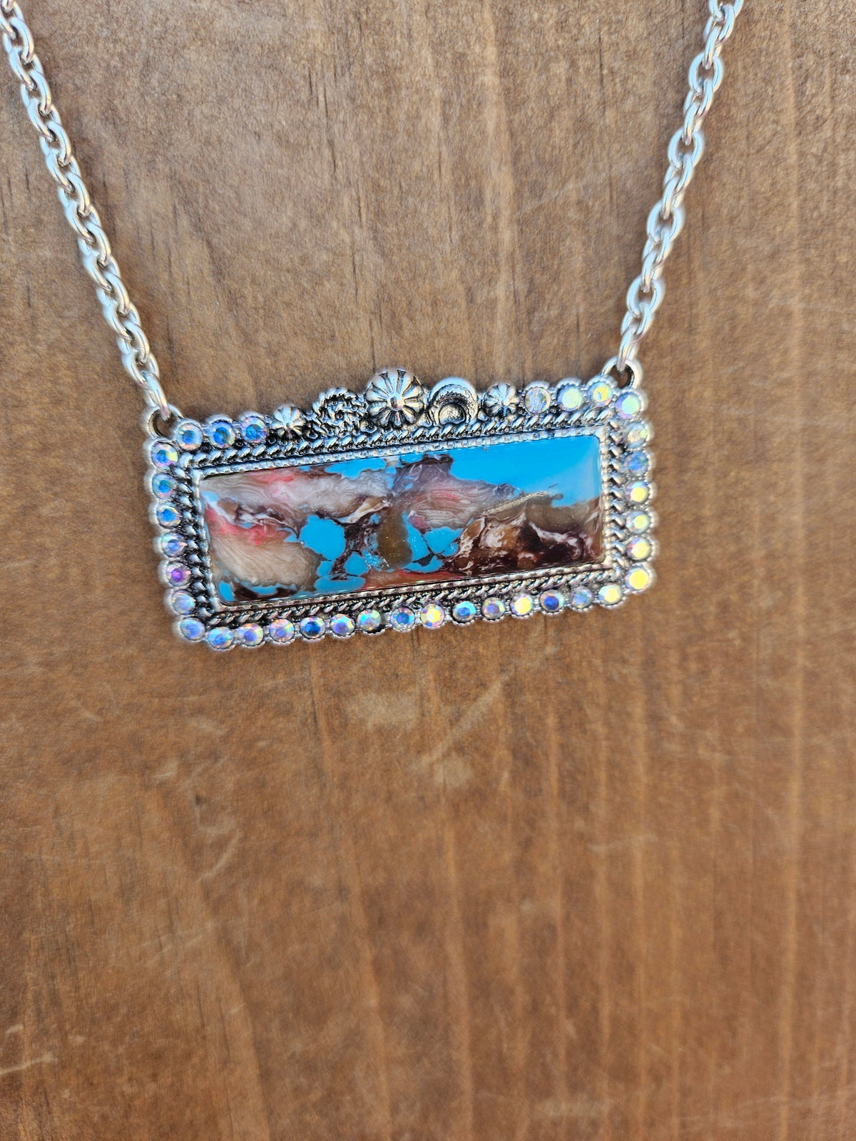 Wild Horse Boutique Necklace Turquoise and brown The Glitzy Bar Necklace