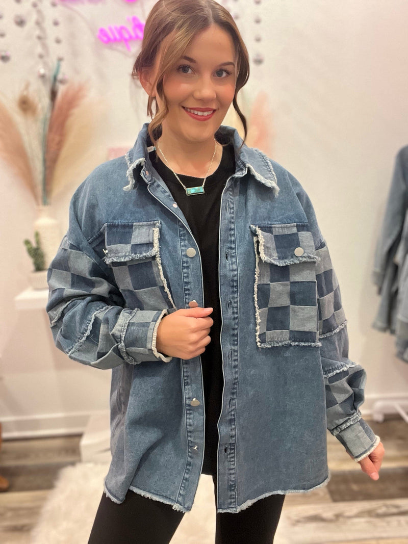 Wild Horse Boutique Outerwear The Checkered Denim Jacket