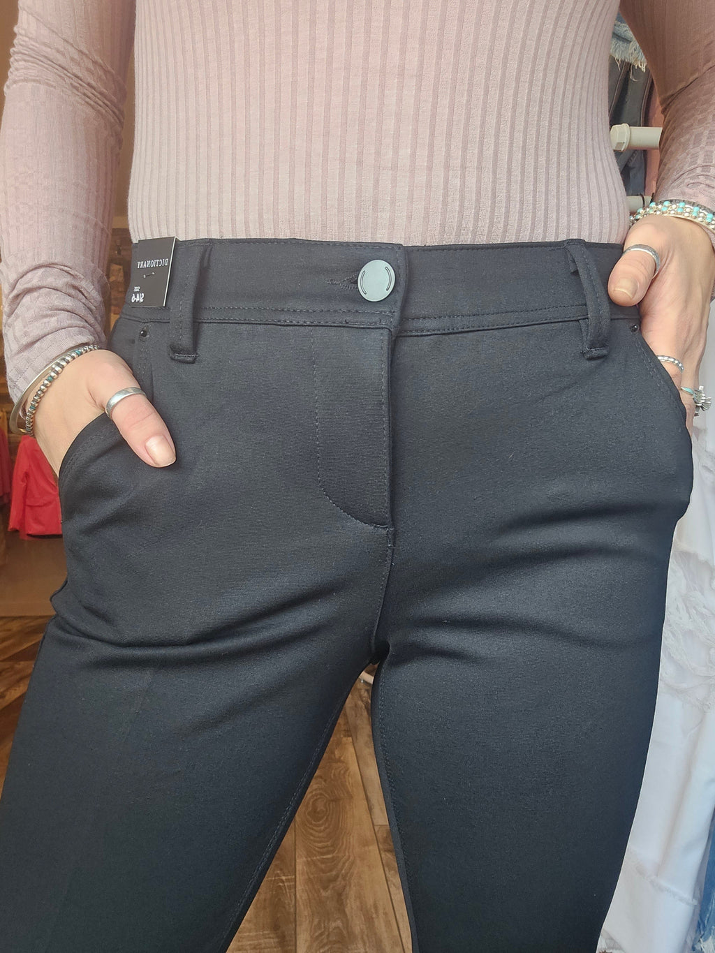 Dawn Button Slack Trousers - Black