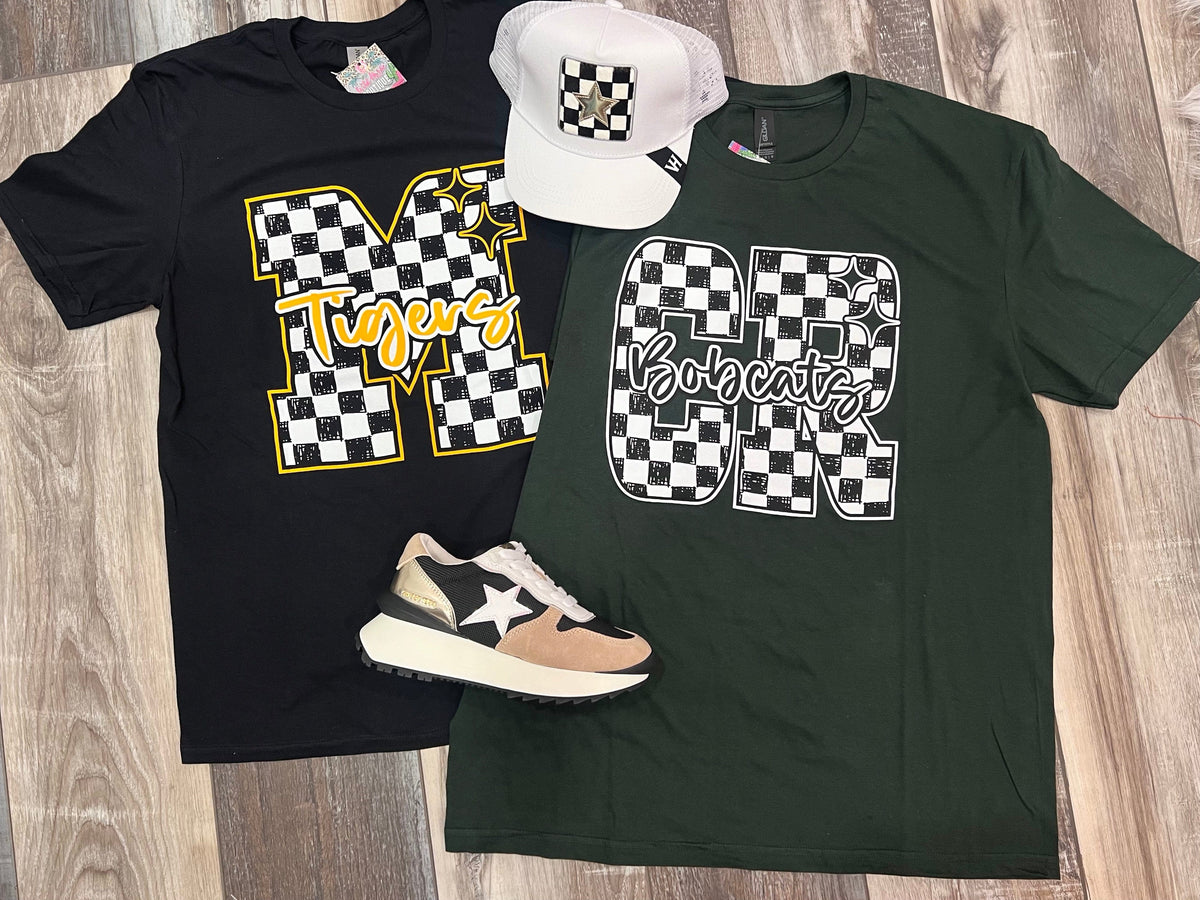 Wild Horse Boutique Shirts & Tops The Checkered M Tigers Tee