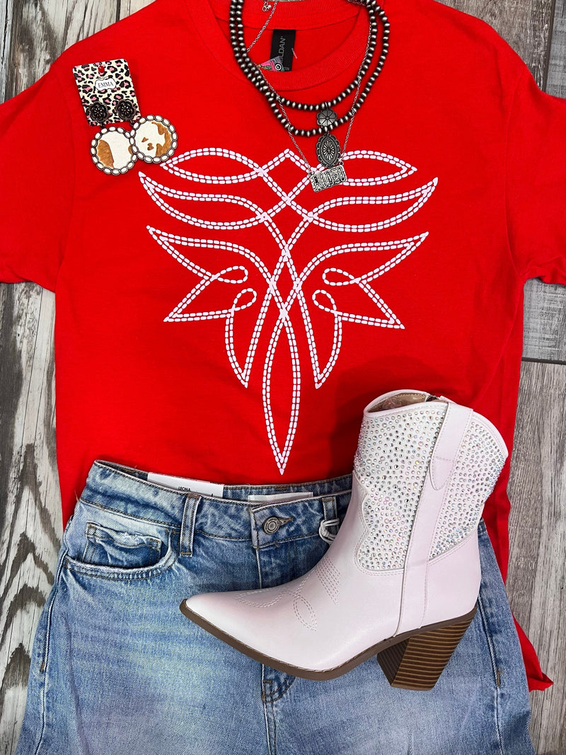 Wild Horse Boutique Shirts & Tops The Red Cowboy Stitched Tee