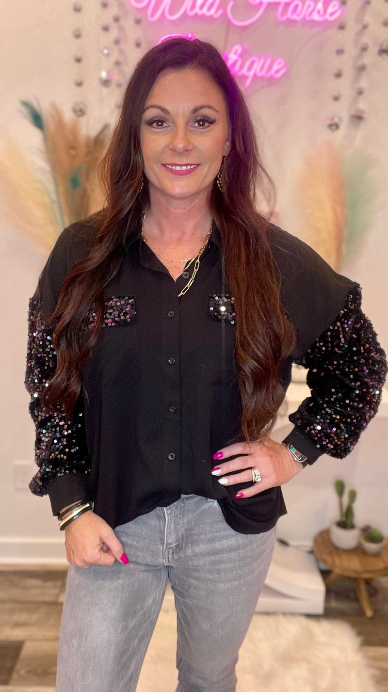 Wild Horse Boutique Shirts & Tops The Sparkling Button Down