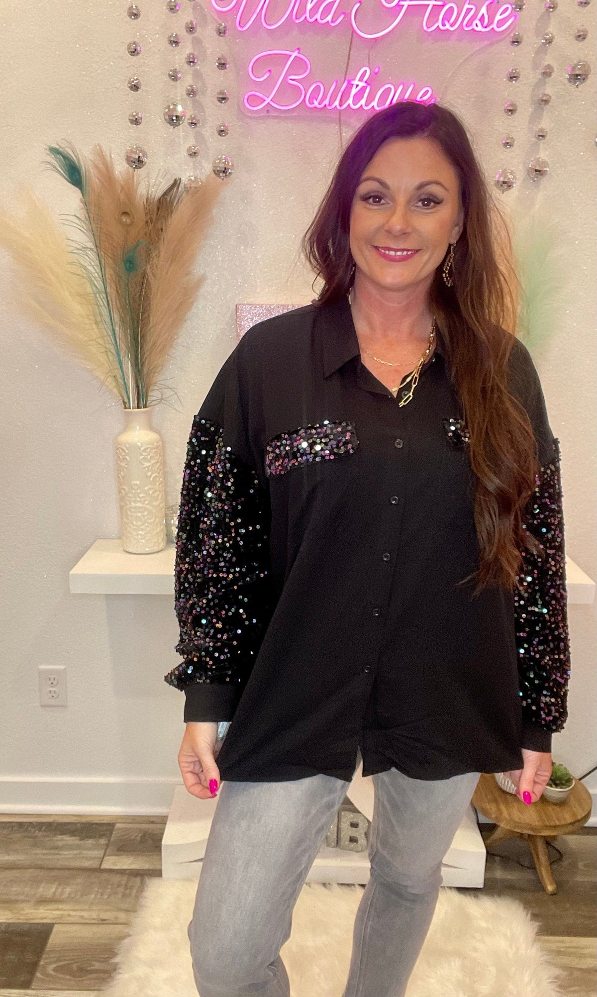 Wild Horse Boutique Shirts & Tops The Sparkling Button Down