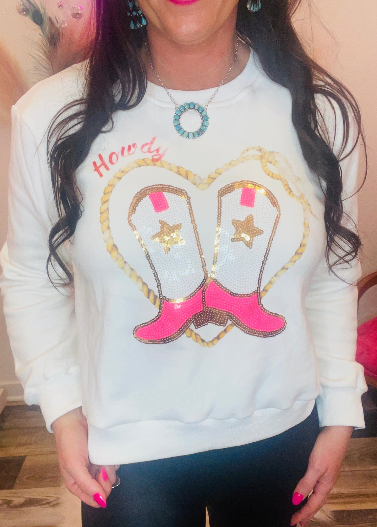 Wild Horse Boutique Shirts & Tops The White Howdy Sweatshirt