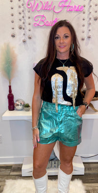 Wild Horse Boutique Shorts The Metallic Barbie Shorts