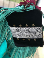 Wild Horse Boutique Accessories Black Hide and White Snakeskin Wristlet