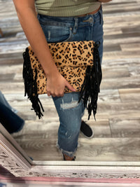 Wild Horse Boutique Hanbags Anna Leopard & Fringe Handbag
