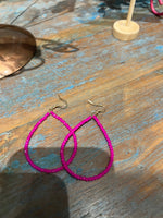 Wild Horse Boutique Jewelry Hot pink Beaded Hoop Earrings