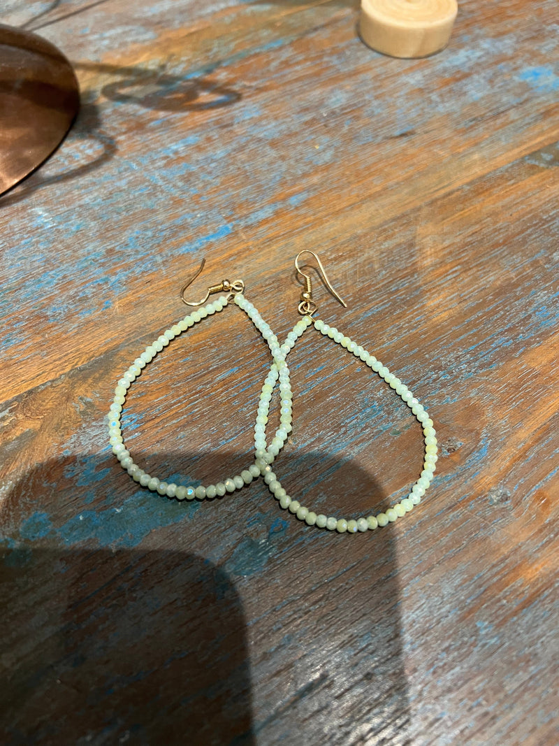 Wild Horse Boutique Jewelry Mint green Beaded Hoop Earrings