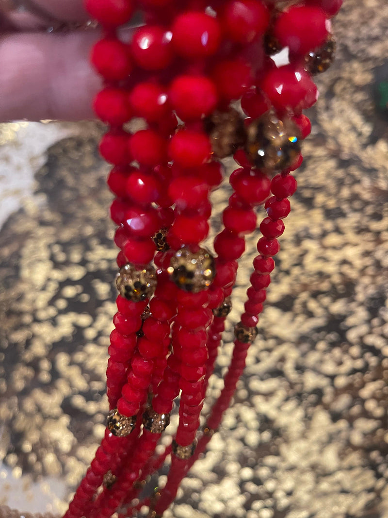 Wild Horse Boutique Jewelry Red and leopard Beaded Necklaces