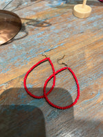 Wild Horse Boutique Jewelry Red Beaded Hoop Earrings