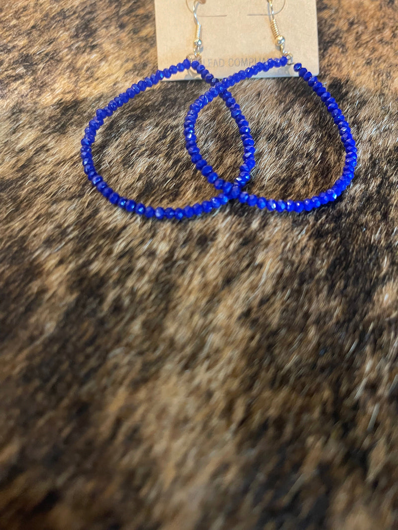 Wild Horse Boutique Jewelry Royal blue Beaded Hoop Earrings