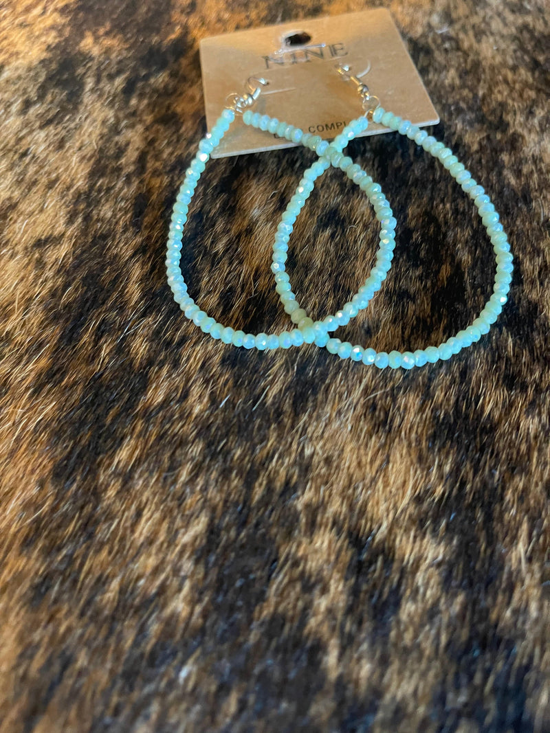 Wild Horse Boutique Jewelry Sage green Beaded Hoop Earrings