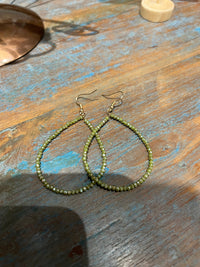 Wild Horse Boutique Jewelry Sage green Beaded Hoop Earrings