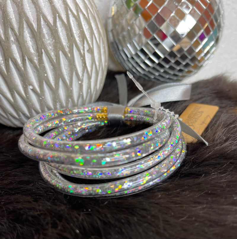 Wild Horse Boutique Jewelry Silver iridescent Glitter Bangles