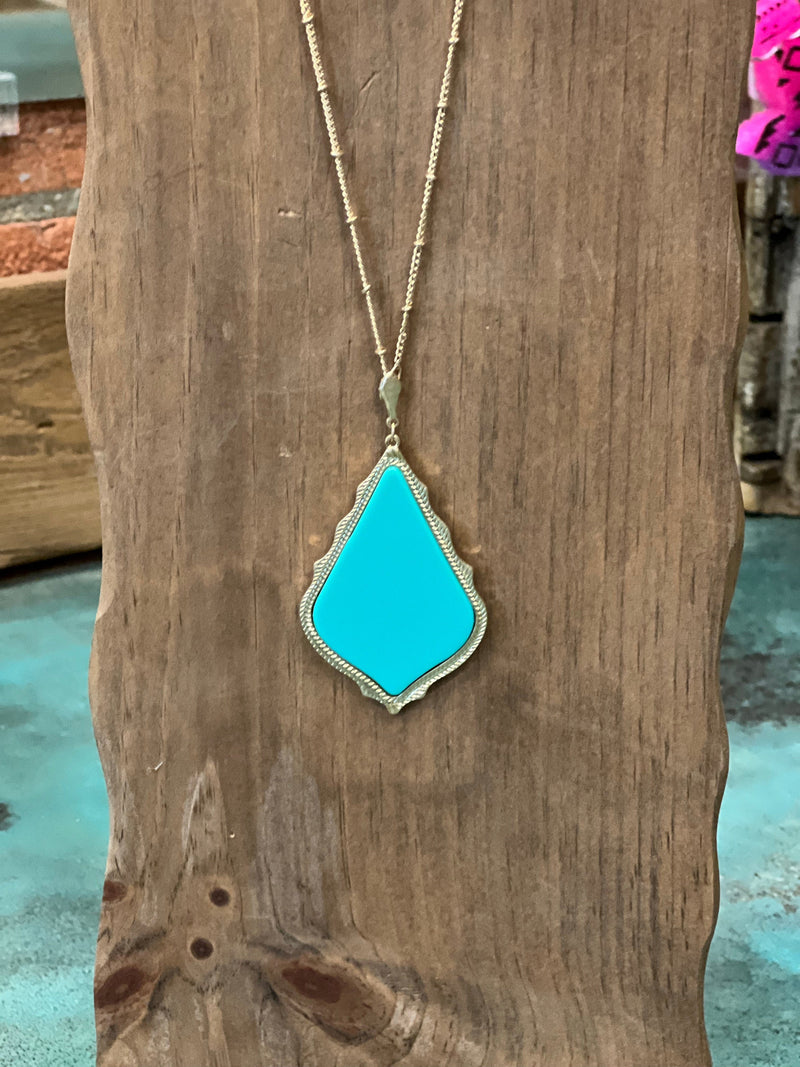 Wild Horse Boutique Jewelry Teal Inspired Long Pendant Necklace