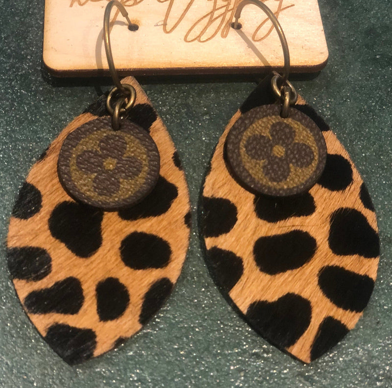 Wild Horse Boutique Jewelry Upcycled Handmade Giraffe Print Earrings